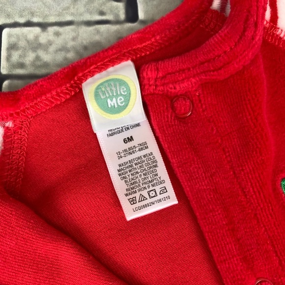 Little Me 1st Christmas Footed Velour One Piece - Picture 2 of 8